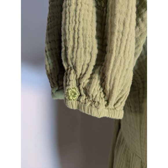 Roolee Green Embroidered Floral Puff Sleeve Smocked Dress Size M - Picture 5 of 10